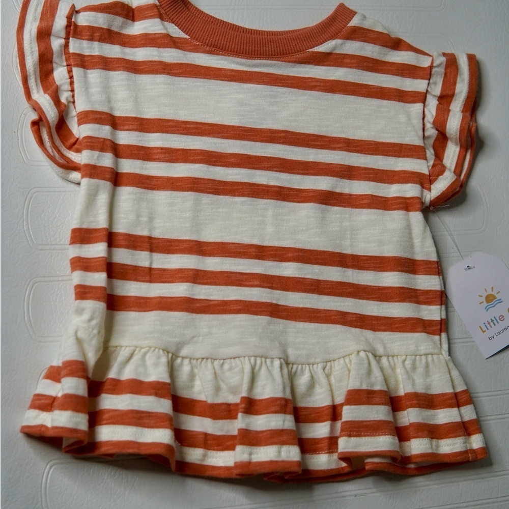 Little Sunshine Orange Striped Ruffle Tee